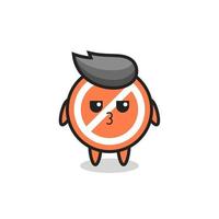 the bored expression of cute stop sign characters vector