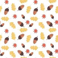 Autumn seamless pattern with acorns and oak leaves vector