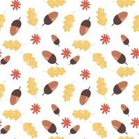 Autumn seamless pattern with acorns and oak leaves vector