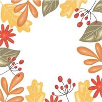 Autumn frame made of leaves and berries. Vector background
