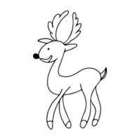 Hand drawn funny deer with antlers.