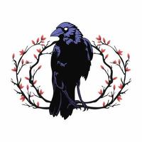 dark wing raven vector illustration