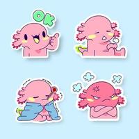 cute axolotl sticker vector set