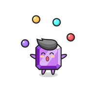 the purple gemstone circus cartoon juggling a ball vector