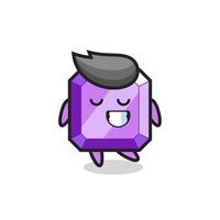 purple gemstone cartoon illustration with a shy expression vector