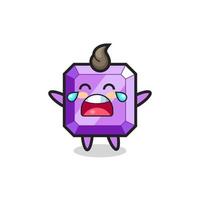 the illustration of crying purple gemstone cute baby vector