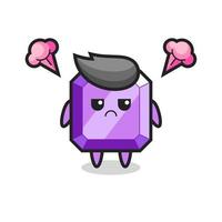 annoyed expression of the cute purple gemstone cartoon character vector