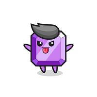 naughty purple gemstone character in mocking pose vector