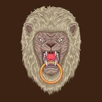 ilustración de aldaba de puerta de cabeza de león de animal salvaje