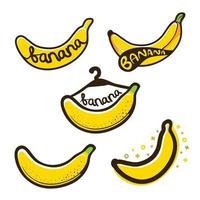 cute banana fruit set of logo illustration vector