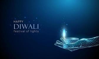 Abstract giving hand with Diwali lamp vector
