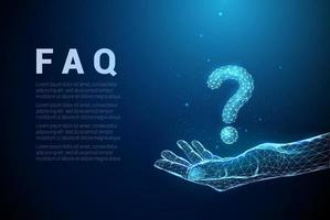 Abstract blue polygonal giving hand with question mark vector