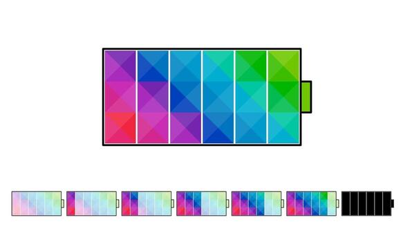Set of colorful Battery icons with different levels vector