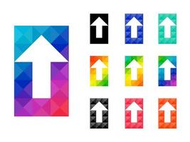 Set of transparent arrow up pointer in colorful rectangle shape vector