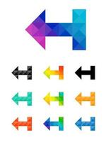 Set of colorful arrow left pointer vector