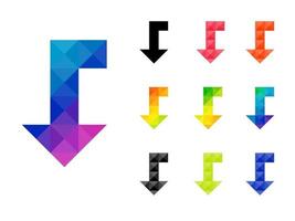 Set of colorful arrow right to down pointer vector