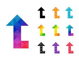 Set of colorful arrow right to up pointer vector