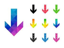 Set of colorful arrow down pointer vector