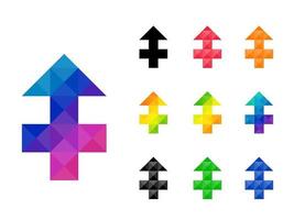 Set of colorful crossroads up pointer