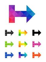 Set of colorful arrow right pointer vector