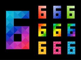 Set of colorful number 6 vector