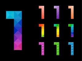 Set of colorful number 1 vector