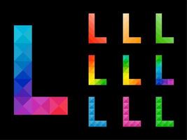 Set of Colorful Letter L vector