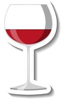 Red wine on glass sticker template vector