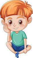 Little cute boy cartoon character on white background vector