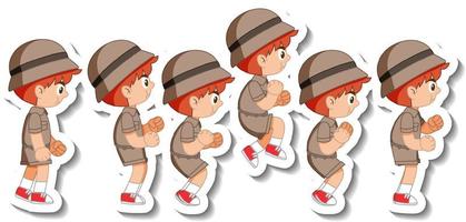 Set of boy scout in different action vector