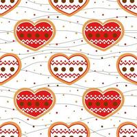 Decorated Christmas gingerbread cookies of a heart seamless pattern vector
