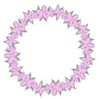 Circular frame from delicate blooming pink flowers vector