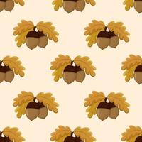 Acorns fruits with leaves seamless pattern vector illustration