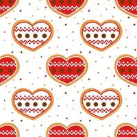 Decorated hearts traditional baked goods seamless pattern vector