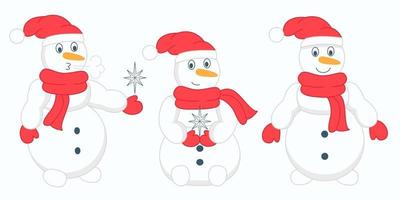 Snowmen set Fictional winter snow character child's play vector