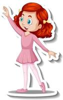 pegatina de personaje de dibujos animados con una niña bailando ballet vector