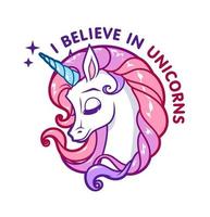 lindo logotipo de vector de unicornio rosa con lema
