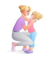 Mother hugging her daughter vector illustration