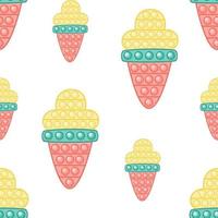 Pop it fidget toy ice cream shaped simple seamless pattern vector