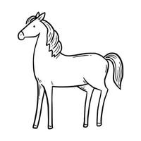 Hand drawn farm horse. Doodle vector