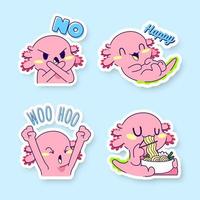 lindo conjunto de vectores de pegatinas de axolotl