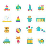 Children's set of toys. Flat style on white background. vector