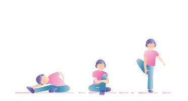 The child is engaged in gymnastics. Healthy lifestyle background. vector