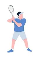 Tennis player with racket semi flat color vector character