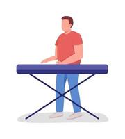 Man playing digital piano semi flat color vector character