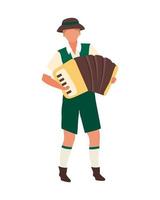 Oktoberfest participant playing accordion flat color vector character