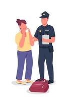 Policeman takes statement semi flat color vector characters