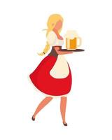 Blonde woman wearing barmaid dress semi flat color vector character