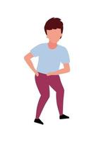 Boy dancing to music semi flat color vector character