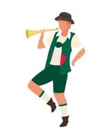 Bavarian man with trumpet semi flat color vector character